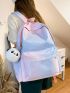 Ombre Galaxy Print Functional Backpack With Cartoon Bag Charm