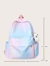 Ombre Galaxy Print Functional Backpack With Cartoon Bag Charm