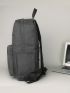 Letter Patch Decor Functional Backpack