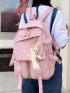 Argyle Quilted Release Buckle Decor Functional Backpack With Bag Charm