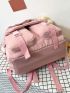 Argyle Quilted Release Buckle Decor Functional Backpack With Bag Charm