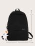 Letter Label Decor Functional Backpack With Bag Charm