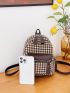 Houndstooth Pattern Pocket Front Classic Backpack