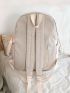 Clear Panel Letter Patch Decor Functional Backpack
