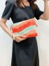 Color Block Tassel Decor Square Bag