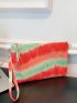 Color Block Tassel Decor Square Bag