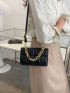 Mini Chain Decor Textured Flap Hobo Bag