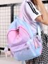 Ombre Crown Embroidered Star Print Bow Decor Functional Backpack
