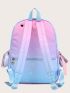 Ombre Crown Embroidered Star Print Bow Decor Functional Backpack