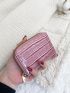 Crocodile Embossed Zipper Around Card Holder