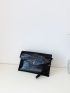 Crocodile Embossed Flap Square Bag