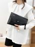 Crocodile Embossed Flap Square Bag