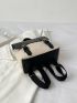 Two Tone Buckle Decor Straw Flap Backpack