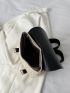 Two Tone Buckle Decor Straw Flap Backpack