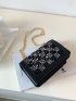 Mini Rhinestone Decor Flap Chain Square Bag