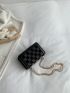 Mini Rhinestone Decor Flap Chain Square Bag