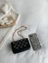 Mini Rhinestone Decor Flap Chain Square Bag