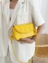 Embossed Detail Flap Baguette Bag
