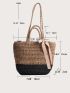 Twilly Scarf Decor Drawstring Design Straw Bag