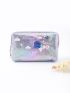 Galaxy & Letter Graphic Zipper Around Coin Purse