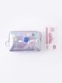 Galaxy & Letter Graphic Zipper Around Coin Purse