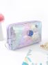 Galaxy & Letter Graphic Zipper Around Coin Purse