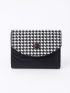 Houndstooth Pattern Crocodile Embossed Small Wallet