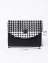 Houndstooth Pattern Crocodile Embossed Small Wallet