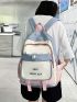 Letter Embroidery Color Block Functional Backpack