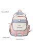 Letter Embroidery Color Block Functional Backpack