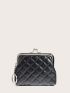 Argyle Quilted Kiss Lock Coin Purse