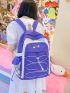 Two Tone Drawstring Decor Functional Backpack