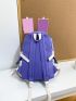 Two Tone Drawstring Decor Functional Backpack