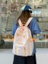 Letter Patch Detail Mesh Panel Functional Backpack