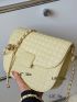 Mini Stitch Detail Flap Chain Saddle Bag