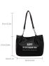 Slogan Graphic Shoulder Tote Bag