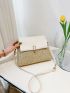 Metal Lock Flap Straw Bag