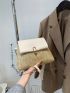 Metal Lock Flap Straw Bag