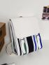 Color Block Buckle Decor Flap Backpack