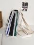 Color Block Buckle Decor Flap Backpack