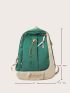 Drawstring Decor Two Tone Classic Backpack