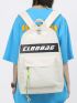 Letter Graphic Contrast Panel Functional Backpack