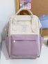Slogan Embroidery Two Tone Functional Backpack