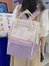 Slogan Embroidery Two Tone Functional Backpack
