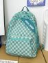 Checkered & Letter Graphic Functional Backpack