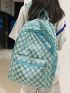 Checkered & Letter Graphic Functional Backpack