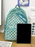 Checkered & Letter Graphic Functional Backpack