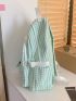 Gingham Print Pocket Front Functional Backpack