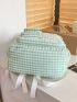 Gingham Print Pocket Front Functional Backpack