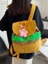 Color Block Flap Backpack With Bag Charm